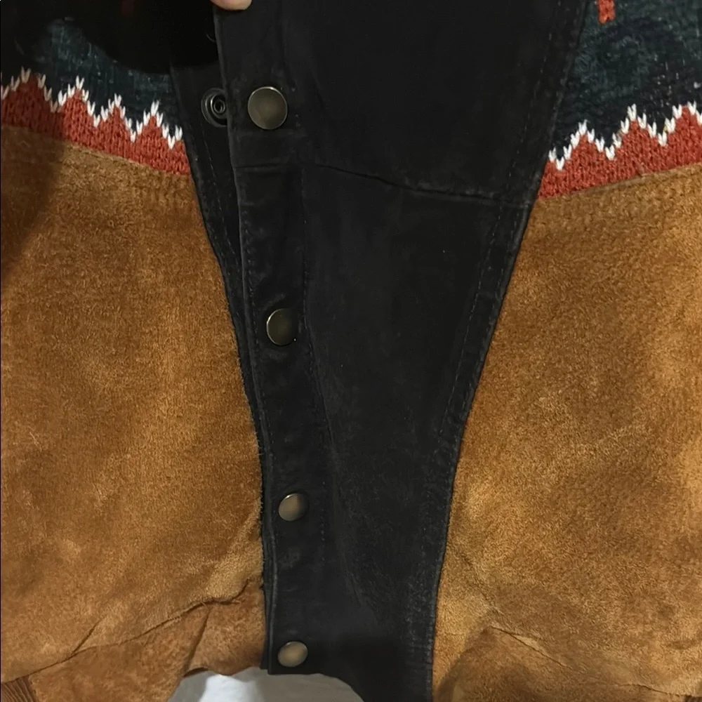 Vintage lawless Aztec southwestern Multicolor Jacket with Shearling Collar S - Picture 4 of 15